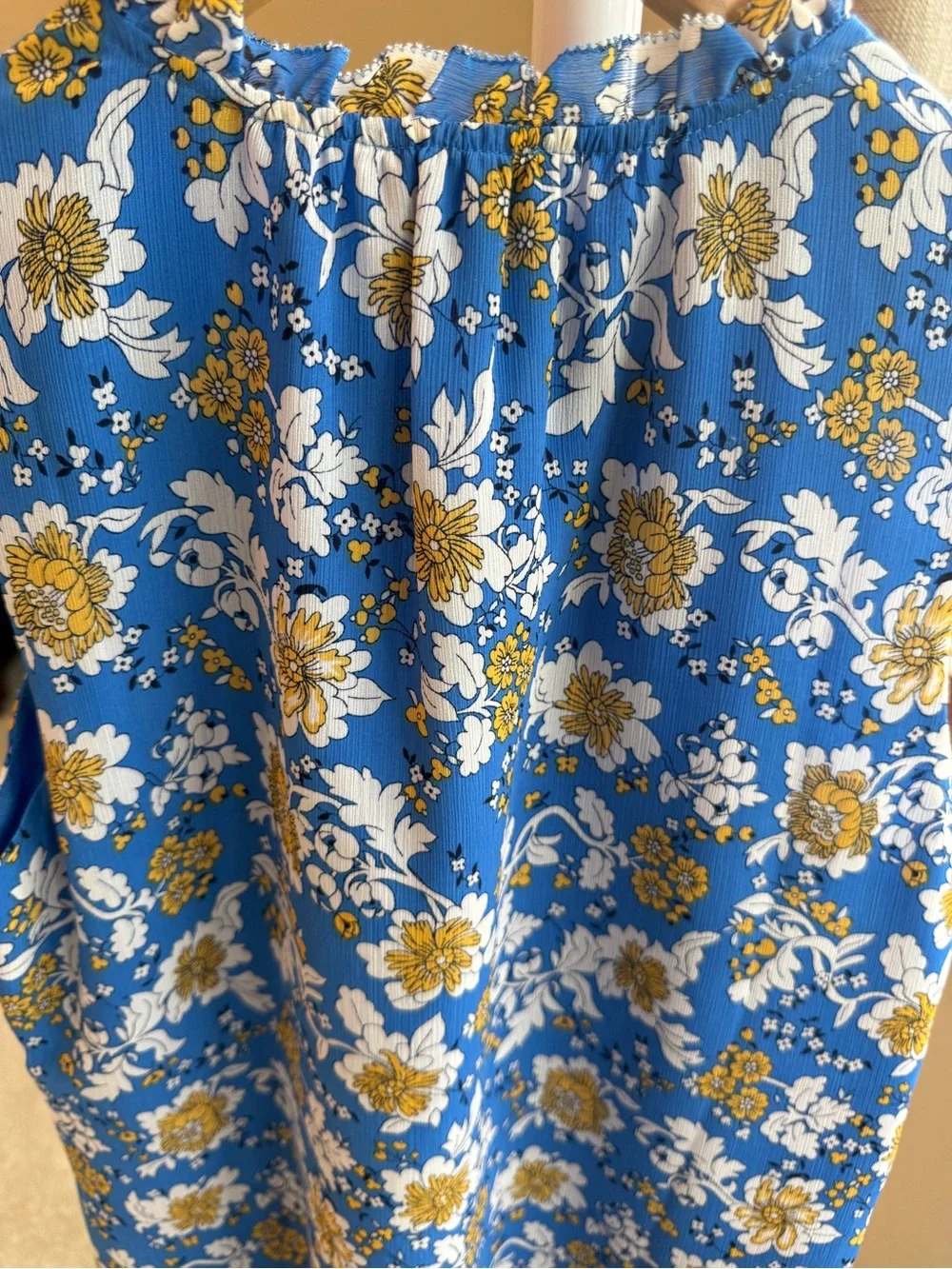 J. Crew Royal Blue Floral Tie-Neck Sleeveless Top Size XS